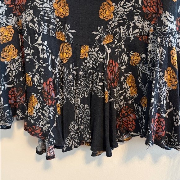 Free People Black Floral Long Sleeve Backless Dress - Picture 12 of 13